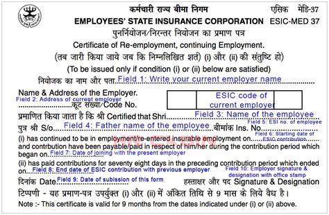 Esic Form 37