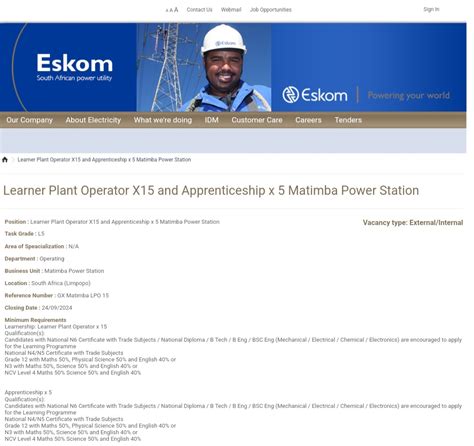 Eskom Learnership 2015