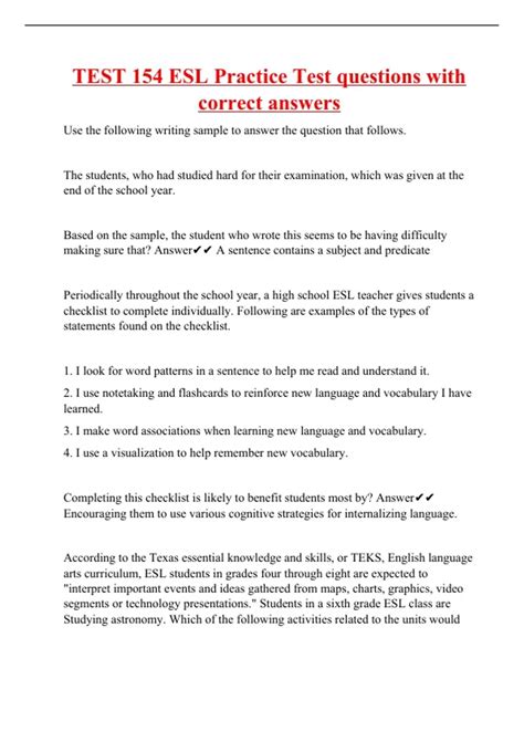 Esl 154 Practice Test