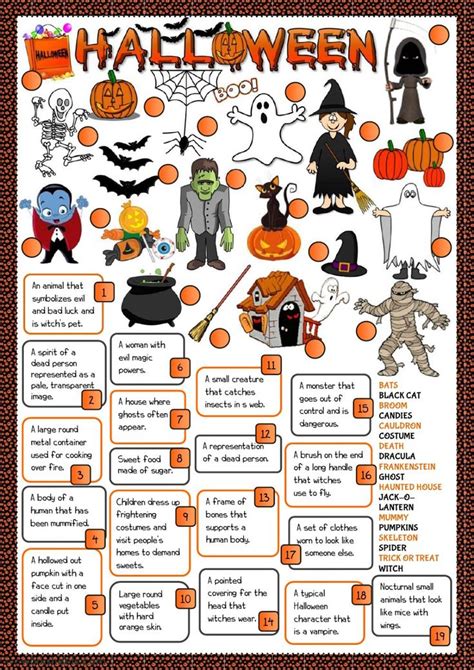 Esl Halloween Worksheets For English Teachers Ready To Halloween Vocabulary Worksheet - Halloween Vocabulary Worksheet