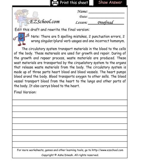Esl Paragraph Editing Practice Worksheets Paragraph Editing Worksheet - Paragraph Editing Worksheet