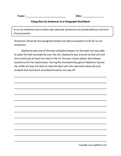 Esl Paragraph Worksheets 7 Run On Paragraph Worksheet - Run On Paragraph Worksheet