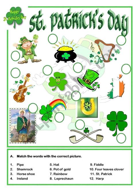 Esl St Patrick X27 S Day Vocabulary Activities Saint Patrick Lesson Plans - Saint Patrick Lesson Plans