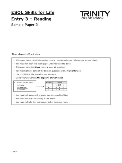 esol entry 3 exam paper