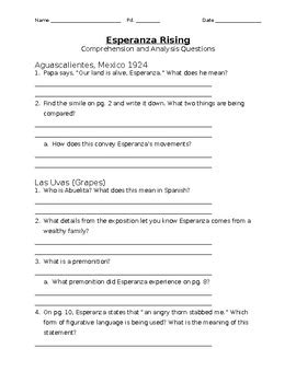 Esperanza Rising Chapter Questions