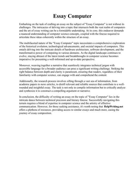 Essay About Computer More Than 200 Words