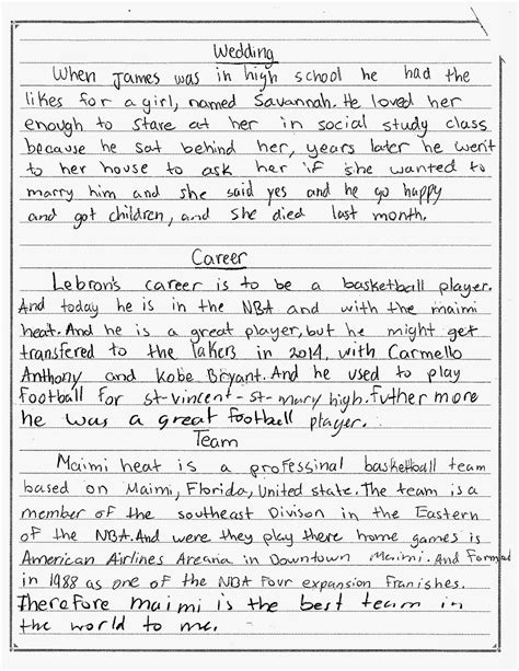 essay examples for 6th grade