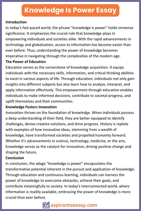 Essay In Knowledge Is Power