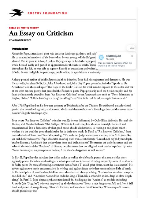 Essay On Criticism