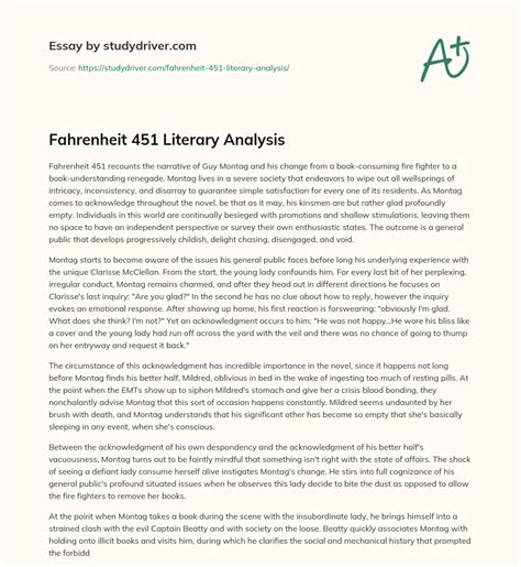 Essay On Fahrenheit 451