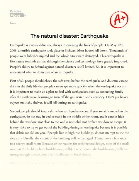 Download Essay In English Natural Disaster 