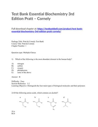essential biochemistry pratt cornely test bank