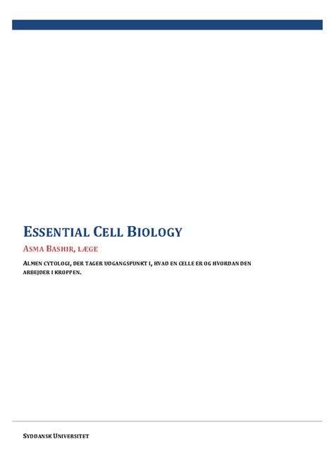 Essential Cell Biology Lecture Notes