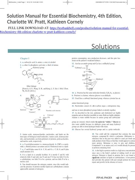 Full Download Essential Biochemistry 2Nd Edition Solutions Manual File Type Pdf 