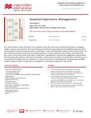 Full Download Essential Operations Management 