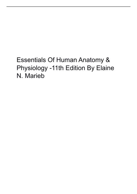 Essentials Human Anatomy Physiology 11th