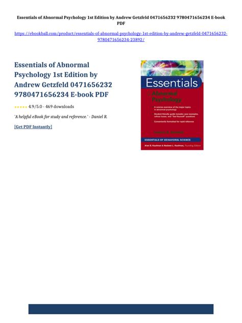Essentials Of Abnormal Psychology First Canadian Edition