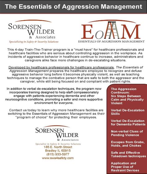 Essentials Of Aggression Management In Health Care
