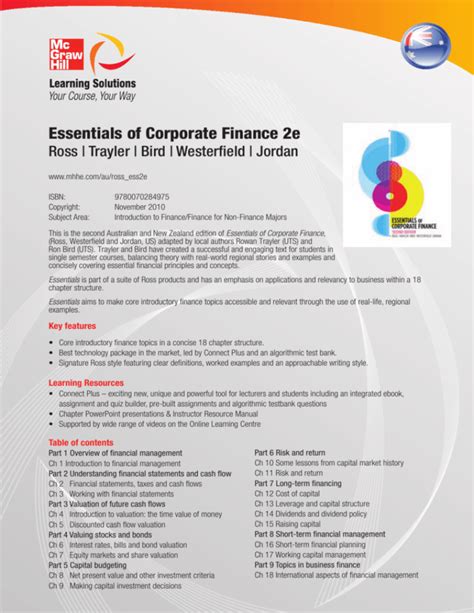Essentials Of Corporate Finance 2e