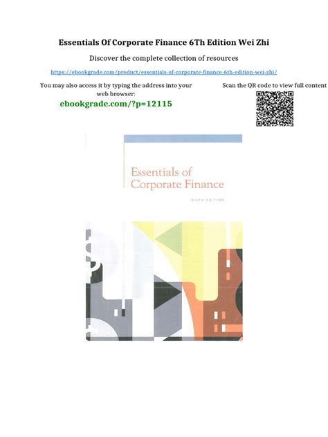 Essentials Of Corporate Finance 6th Sixth Edition