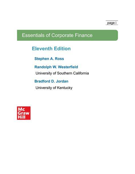 Essentials Of Corporate Finance Solution Manual