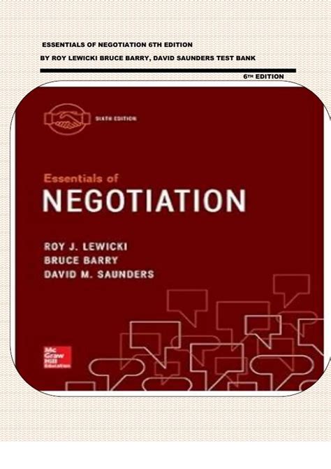 Essentials Of Negotiation 6th Edition By Roy Lewicki