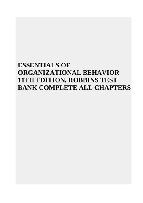Essentials Of Organizational Behavior 11th Edition Table Contents