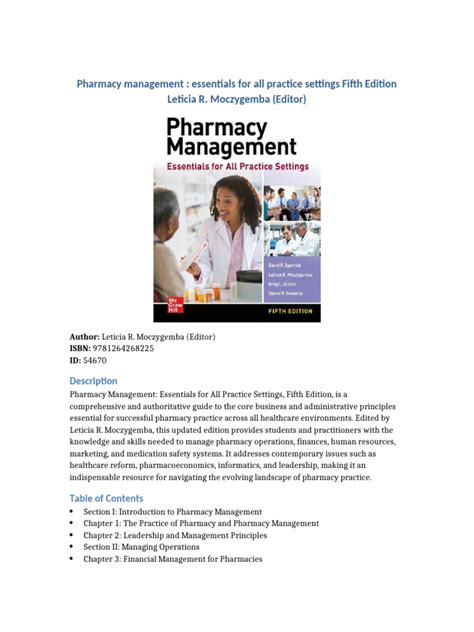 Essentials Of Pharmacy Management Author Dennis H Tootelian Published On October 2012