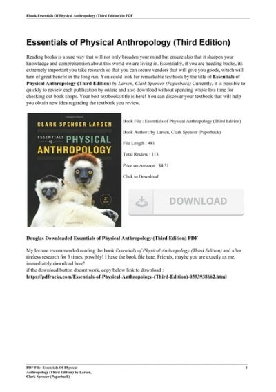 Essentials Of Physical Anthropology Third Edition