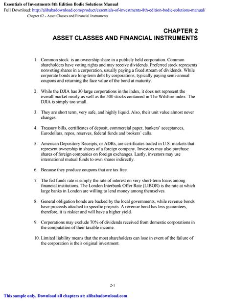 Download Essentials Of Investments 8Th Edition Solution Manual Pdf 