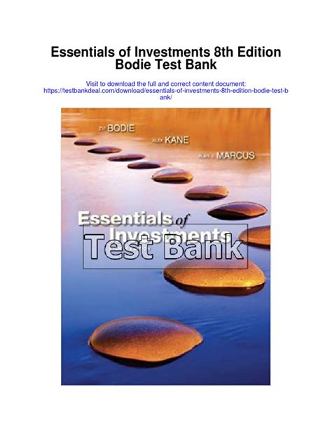 Full Download Essentials Of Investments 8Th Edition Test Bank Pdf 