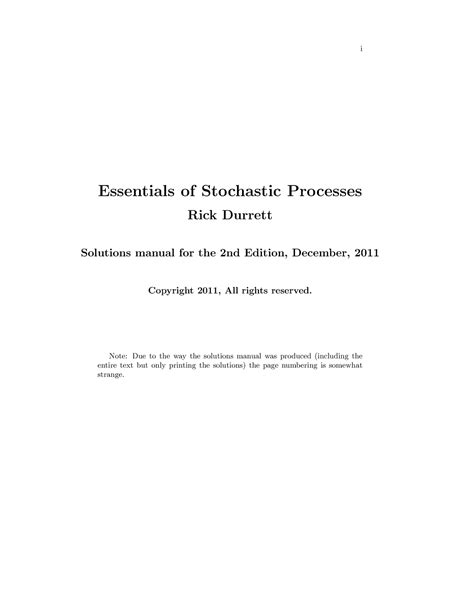 Read Essentials Of Stochastic Processes Durrett Solution Manual 