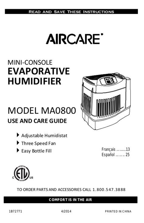 Full Download Essick Ma0800 User Guide 