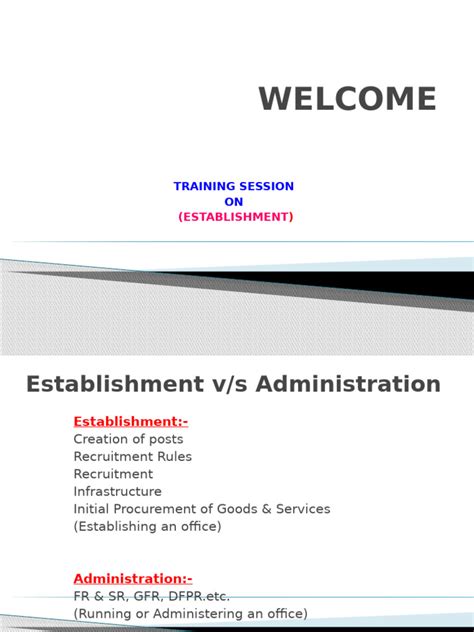 Establishment And Administration