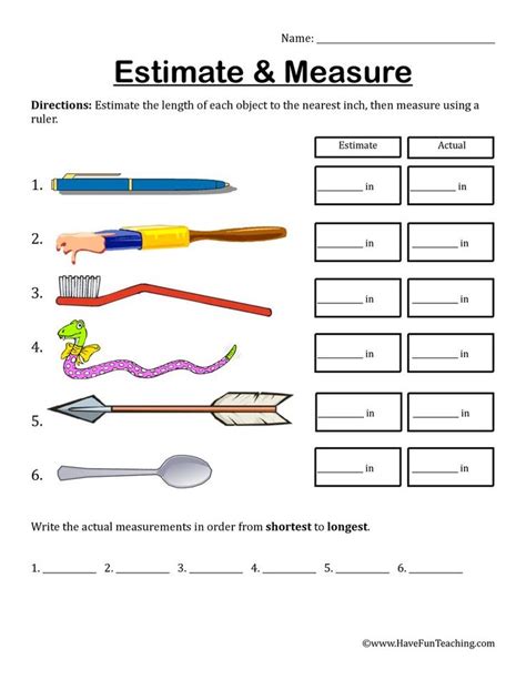 Estimate And Measure Worksheet Worksheet Teacher Made Twinkl Measuring Objects Worksheet - Measuring Objects Worksheet