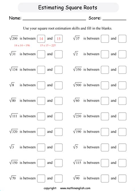 Estimate Square Roots Interactive Worksheet Education Com Square Root Worksheets 8th Grade - Square Root Worksheets 8th Grade