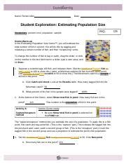 Estimating Population Size Gizmo