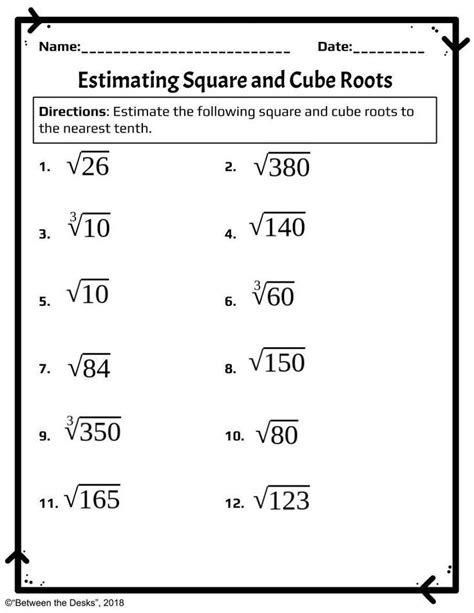 Estimating Square Roots Worksheet Square And Square Root Worksheet - Square And Square Root Worksheet