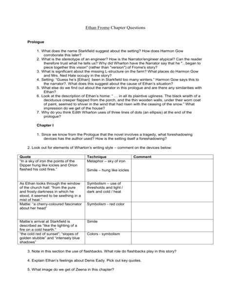 Read Online Ethan Frome Chapter Questions 
