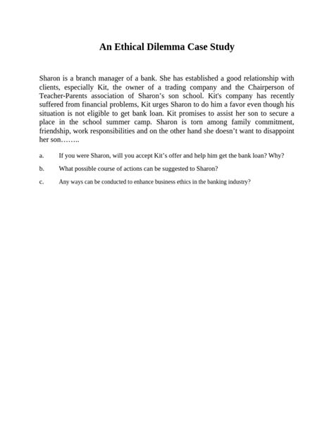 Ethical Dilemmas Case Studies