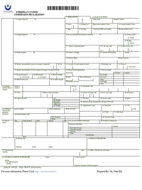 Ethiopian Customs Form