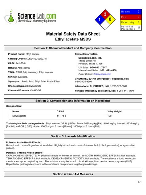 Ethyl Acetate Msds