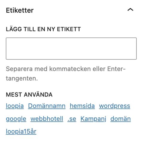etiketter wordpress