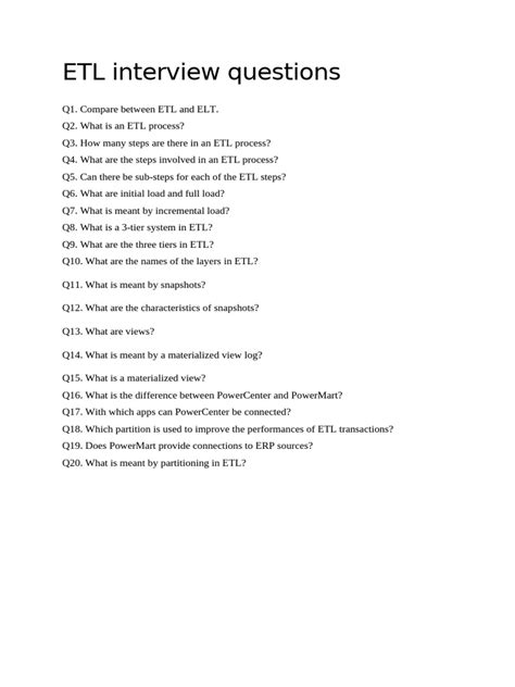 Etl Faq