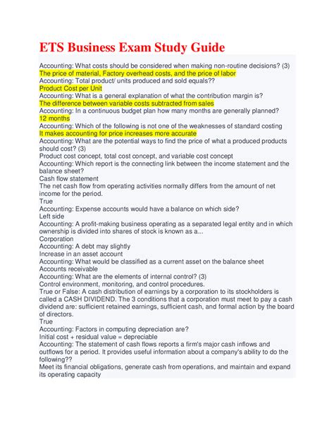 Ets Study Guide