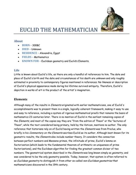 euclid summary biography of anton