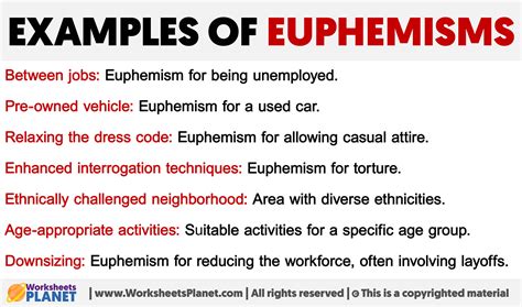 Euphemism With Examples