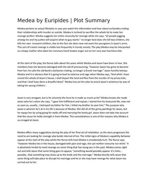 Euripides Medea Plot Summary