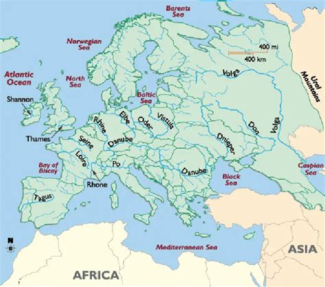 Europe Rivers Map