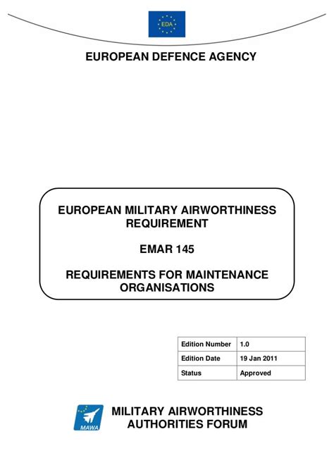 Read Online European Military Airworthiness Requirement Emar 145 